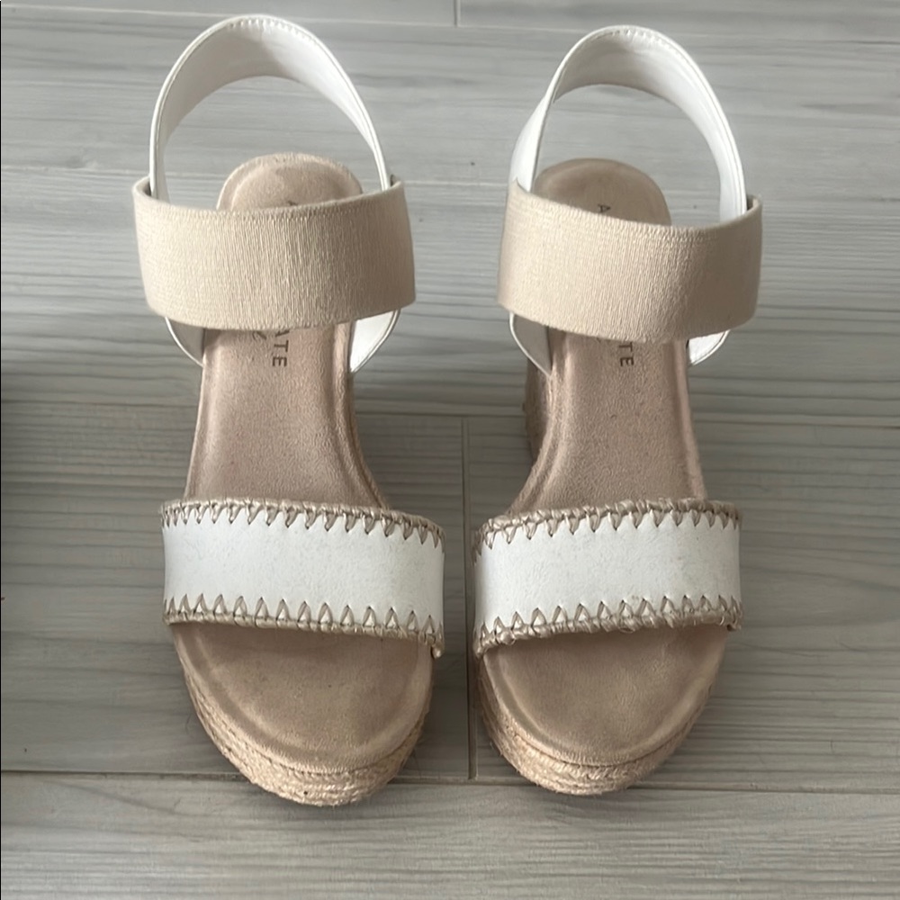 Altar'd State Tan and White Strappy Sandals